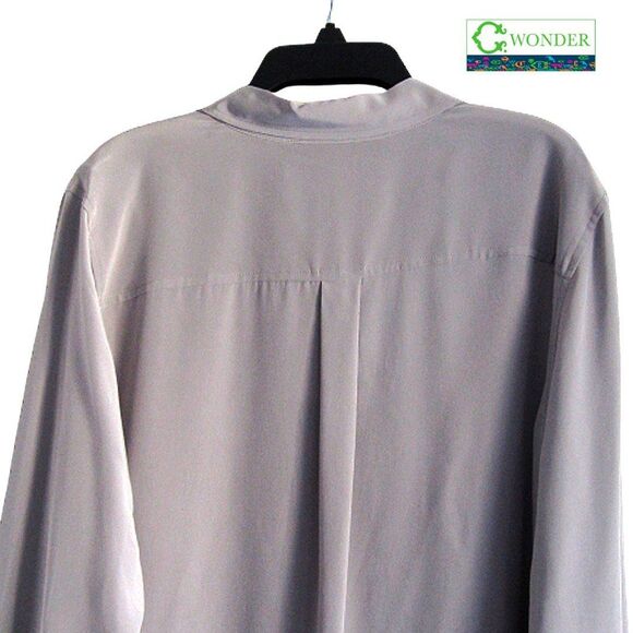 C. Wonder NEW Glam CLASSIC 100% Silk Button Down Shirt L - Picture 10 of 12